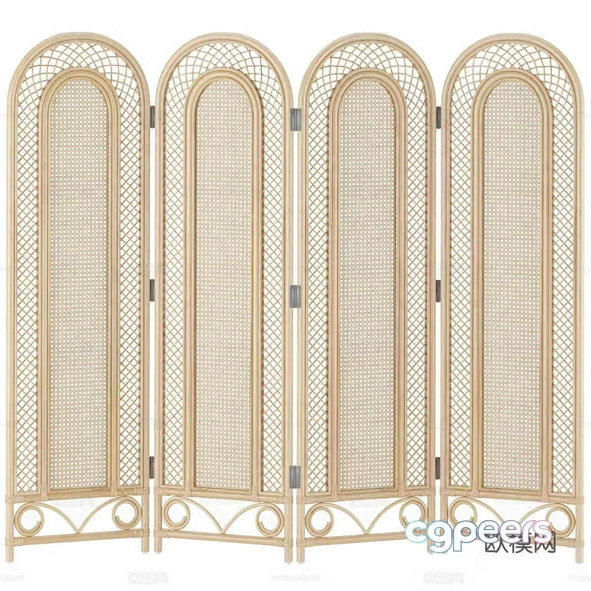 New Chinese style bamboo and rattan screen 3D model