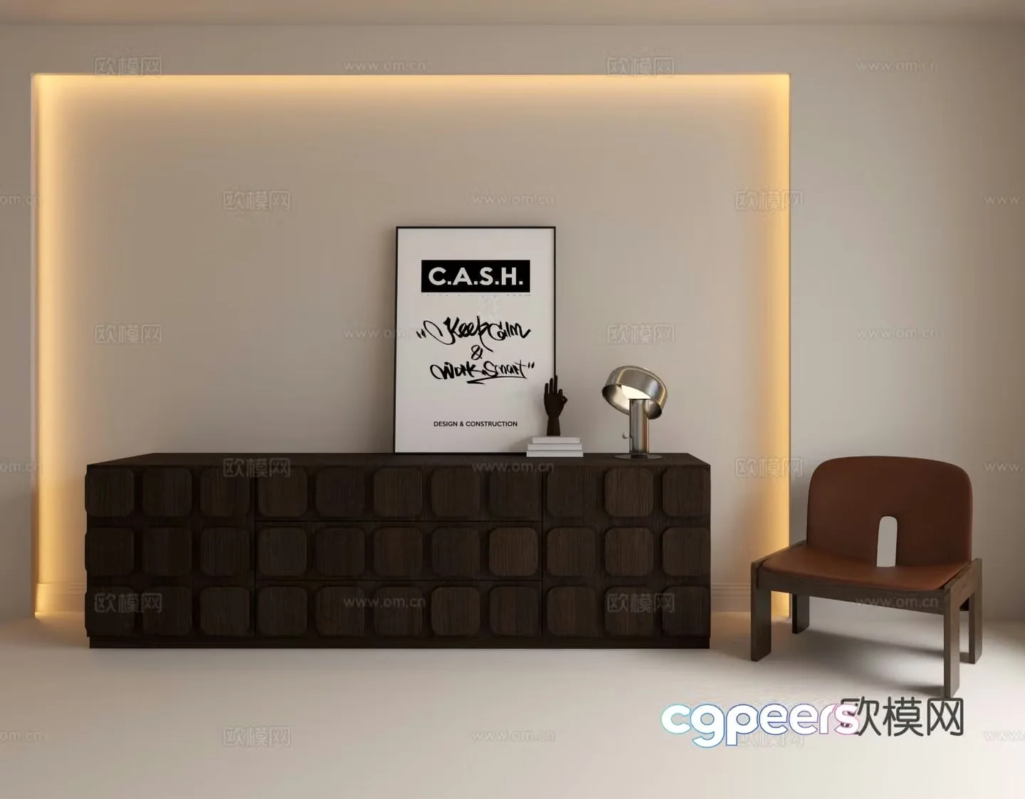 Medieval style TV cabinet side cabinet 3D model