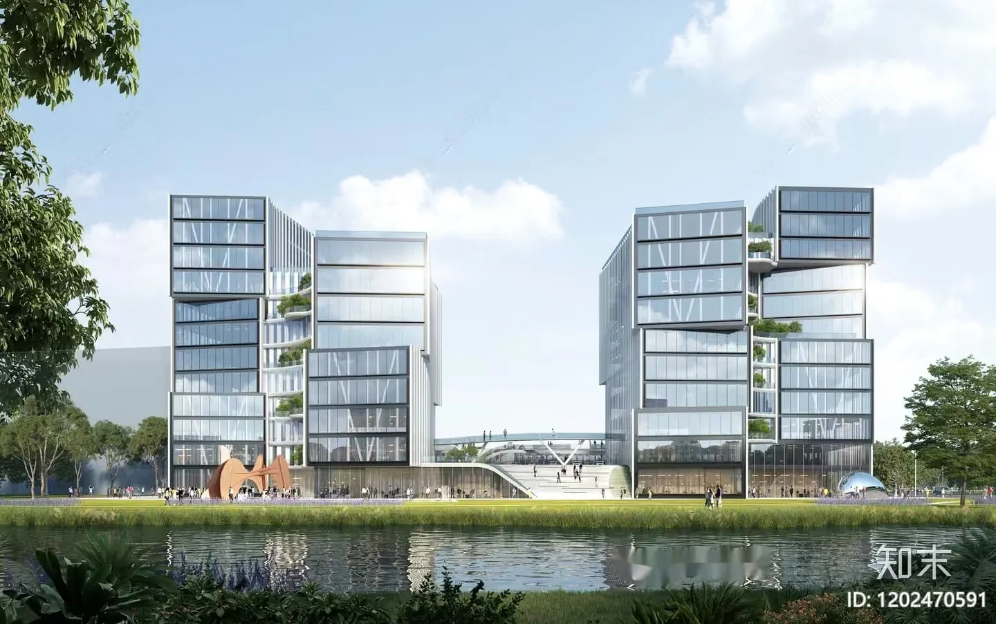 Modern Office Building 3D Model – 9997 – VRAY Render