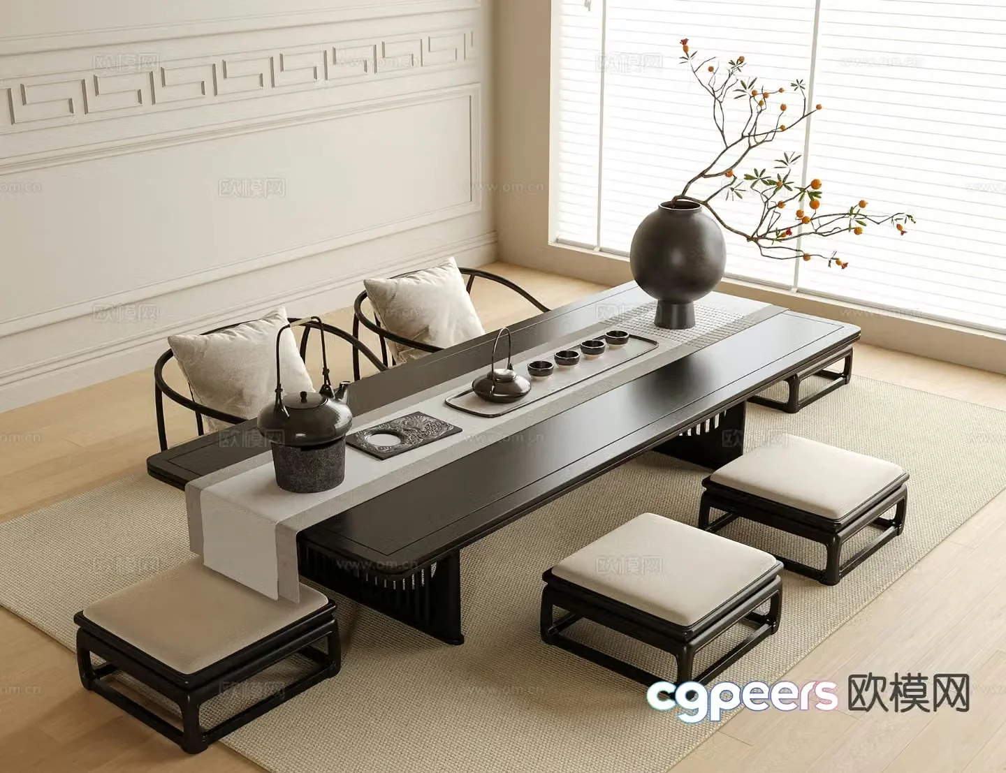 New Chinese Tatami Tea Table Tea Table 3D Model
