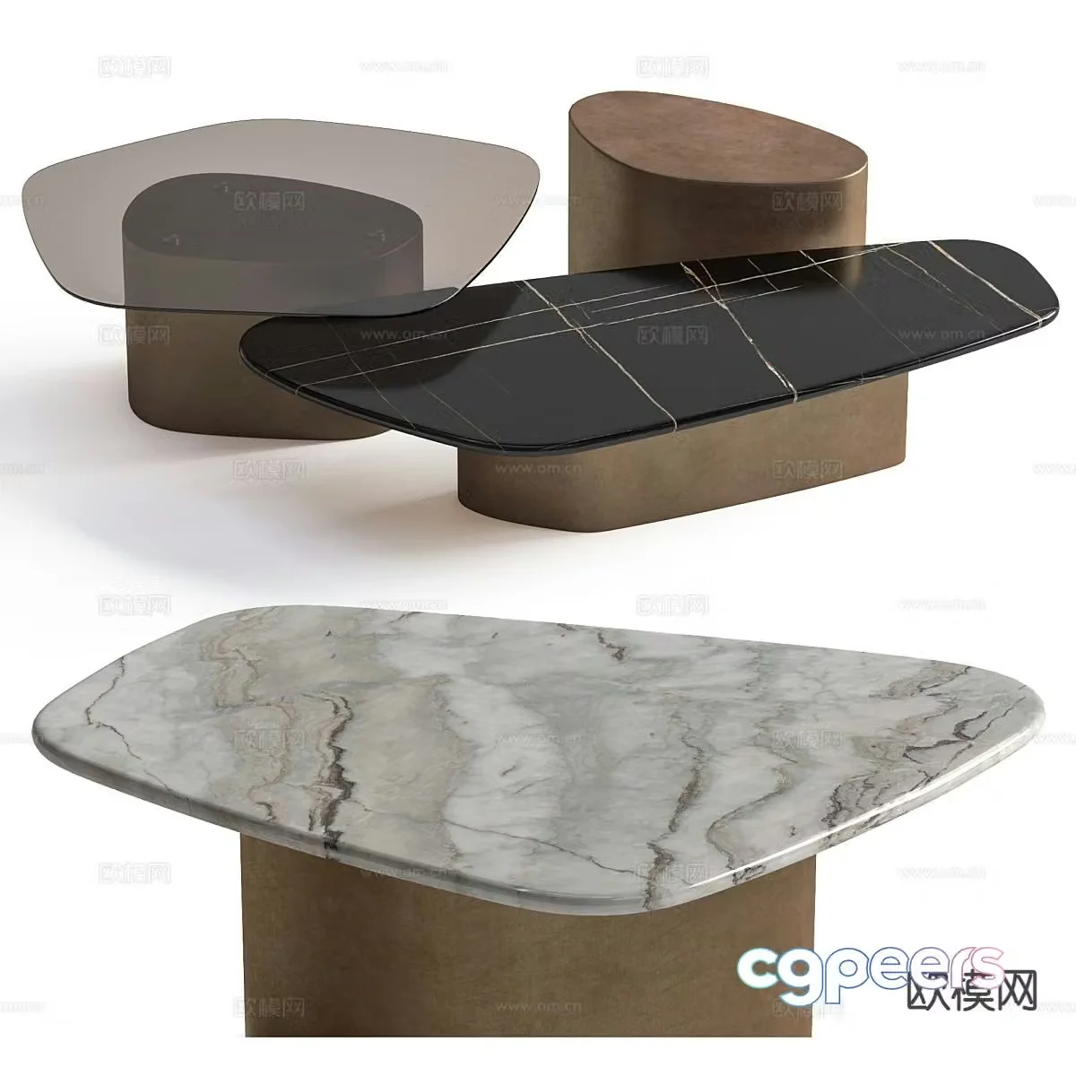 Marble coffee table combination coffee table 3d model