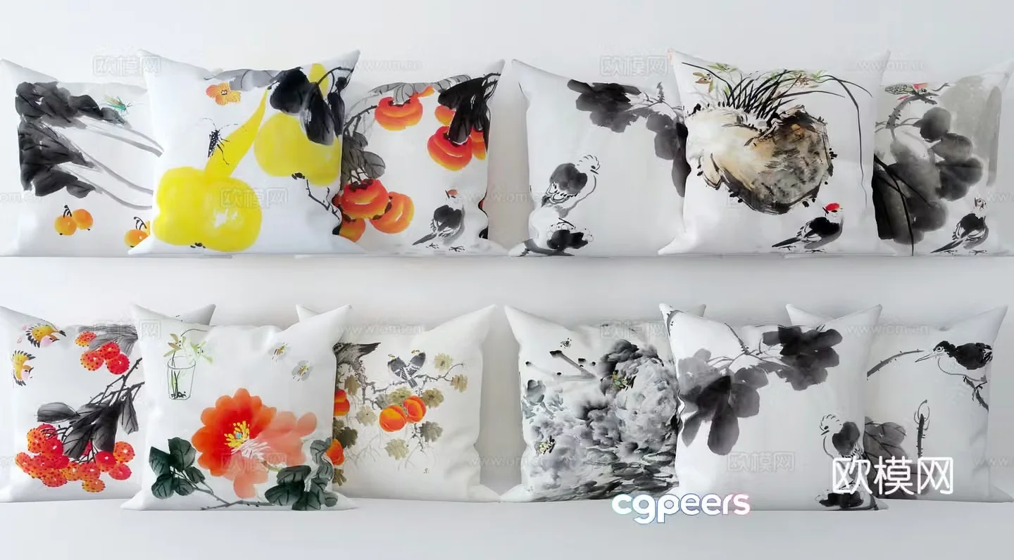 New Chinese style ink pillow 3D model