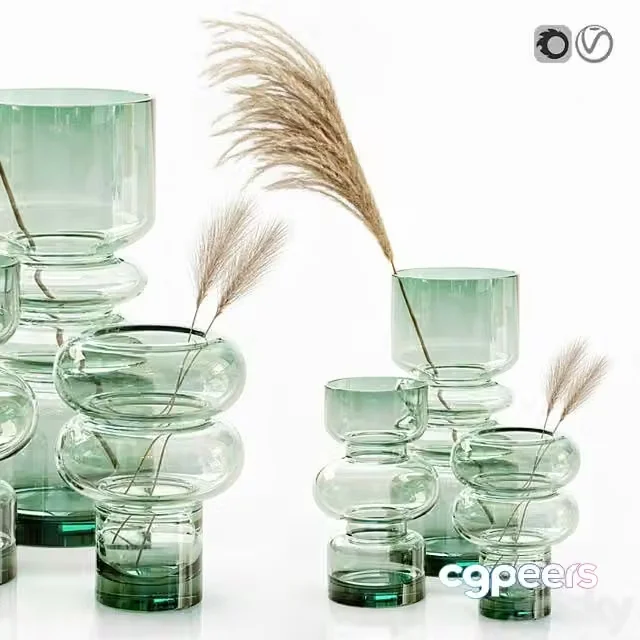 3ds Max Free – H&M glass vases with dried flower pampas grass