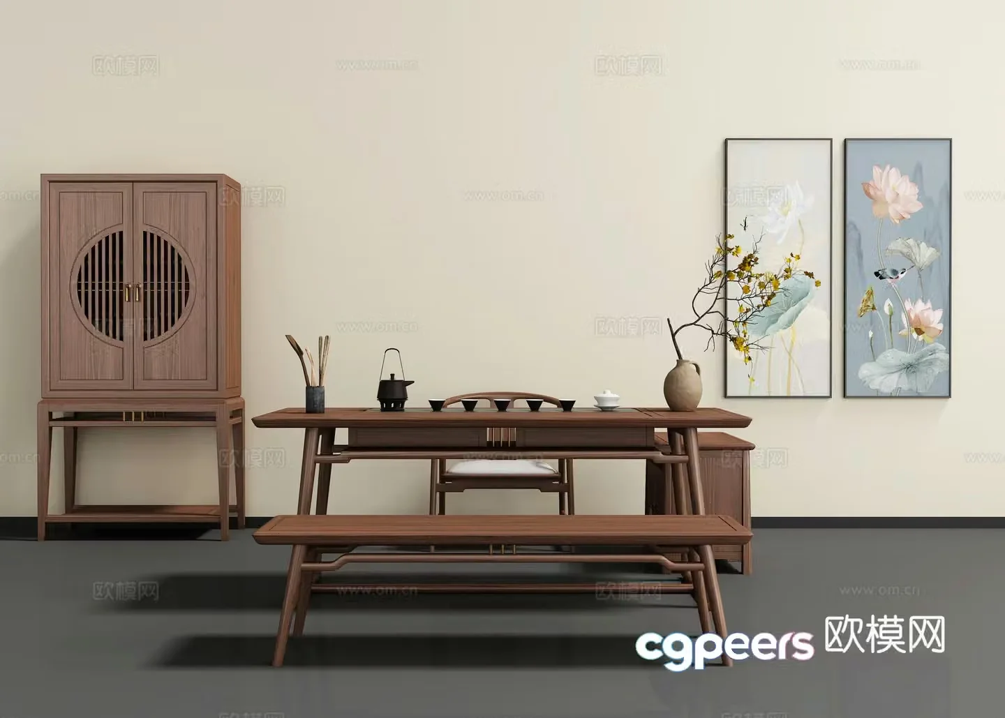 New Chinese style tea table and chair 3D model