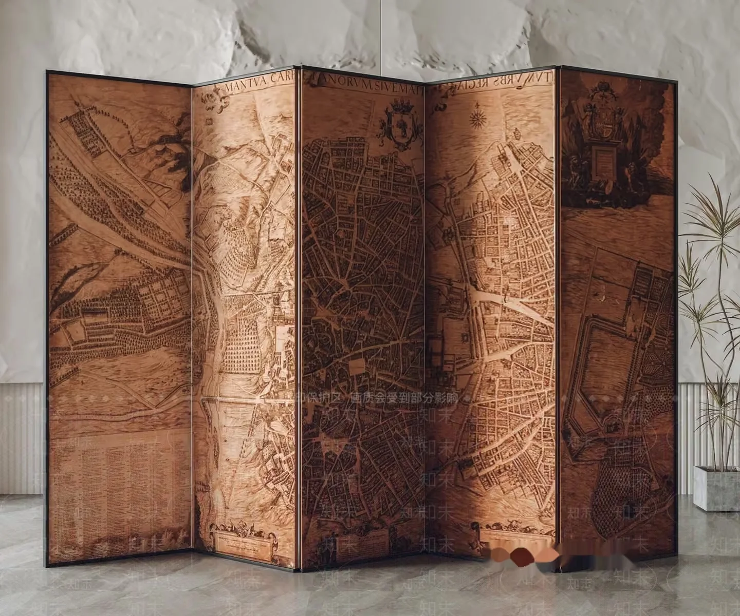 A Wooden Screen With A Map Design 3D Model – 3219 – VRAY Render