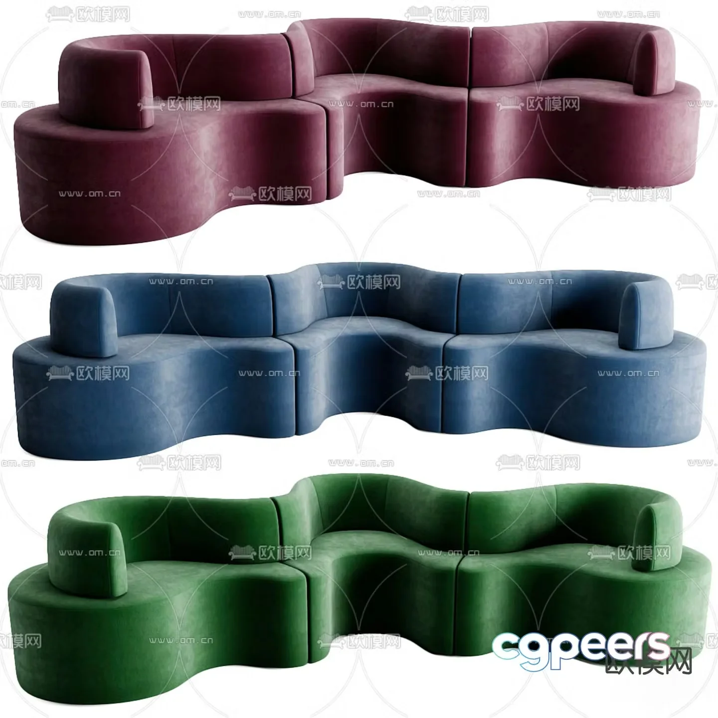 Special shaped sofa curved sofa 3d model
