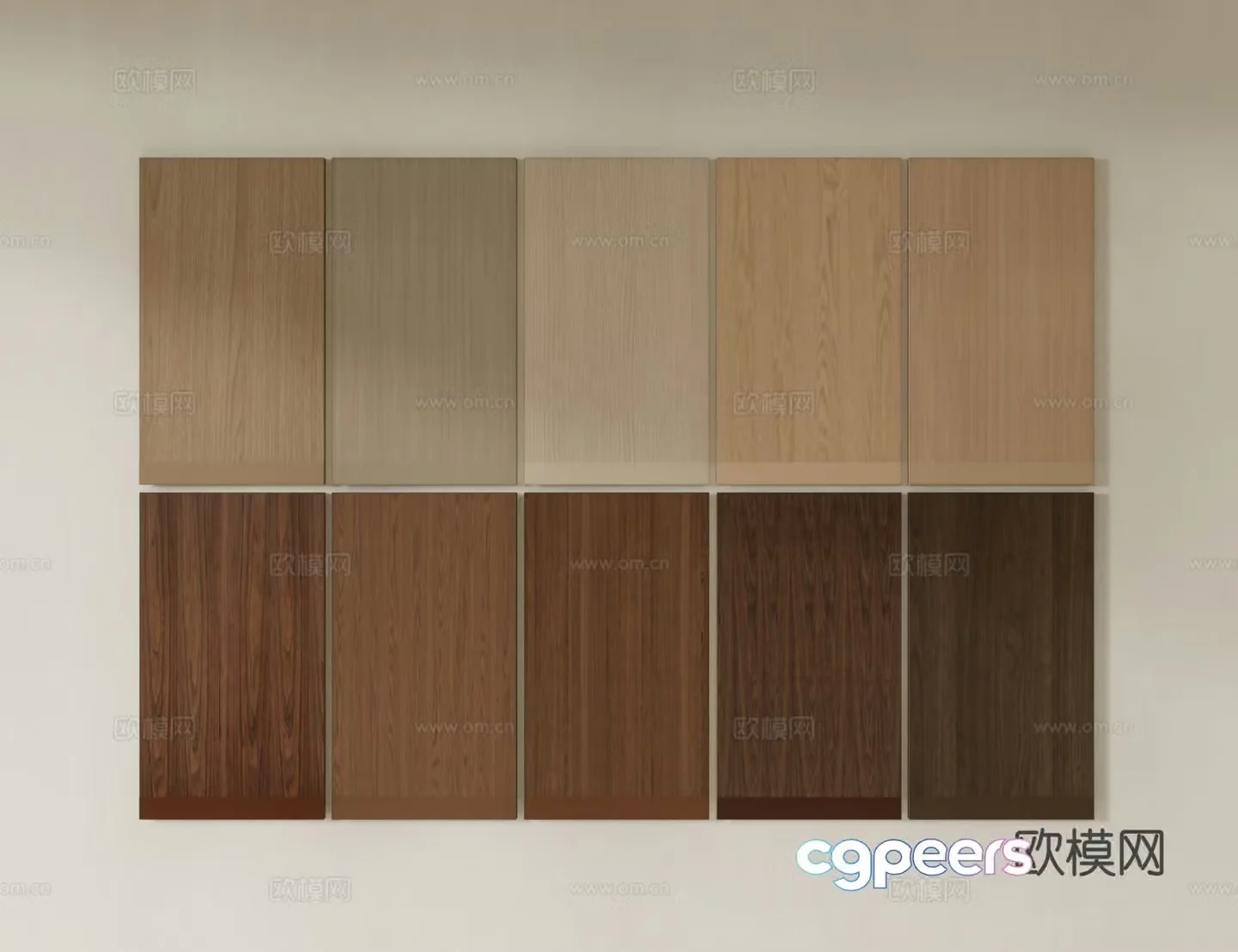 Modern wood veneer wall panel 3d model