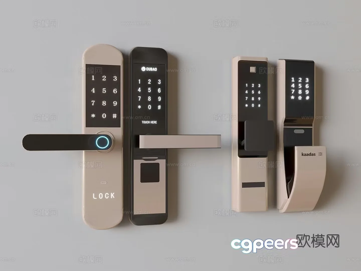 Electronic lock door handle password lock fingerprint lock 3d model