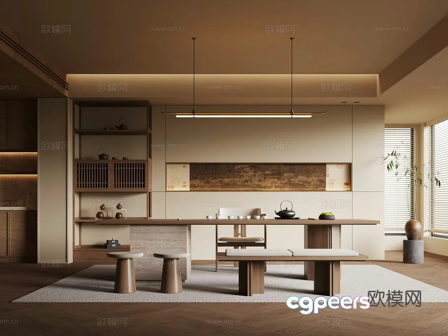34 new Chinese tea room tea table chair tea table 3d model