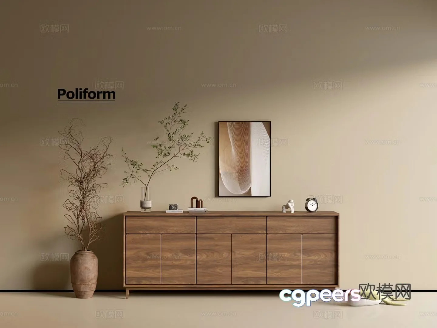 Modern wood grain cabinet ins wind minimalist wind cabinet whole cabinet sideboard balcony cabinet storage 3D model