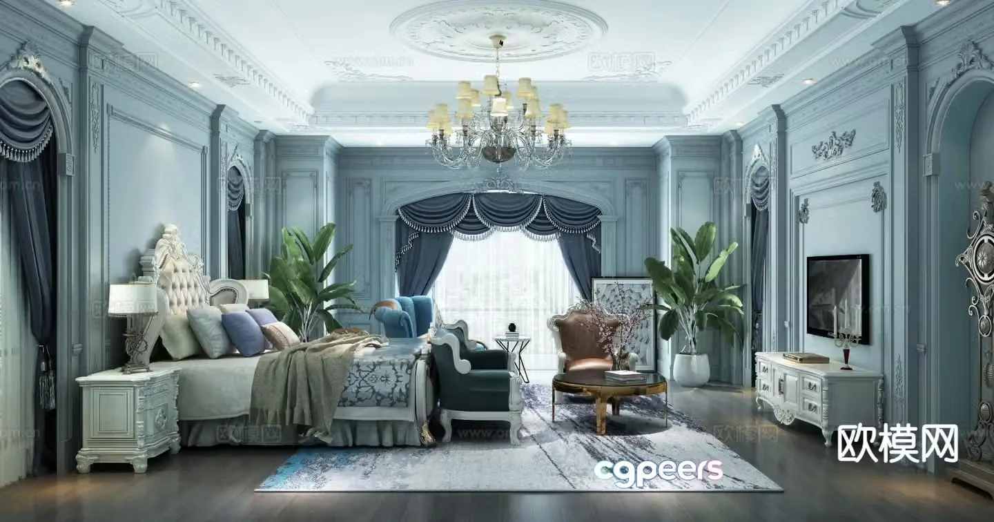 European style bedroom master bedroom 3d model