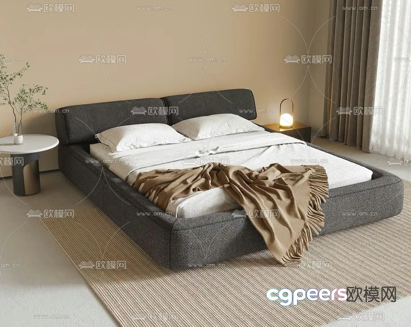 Modern double bed 3d model