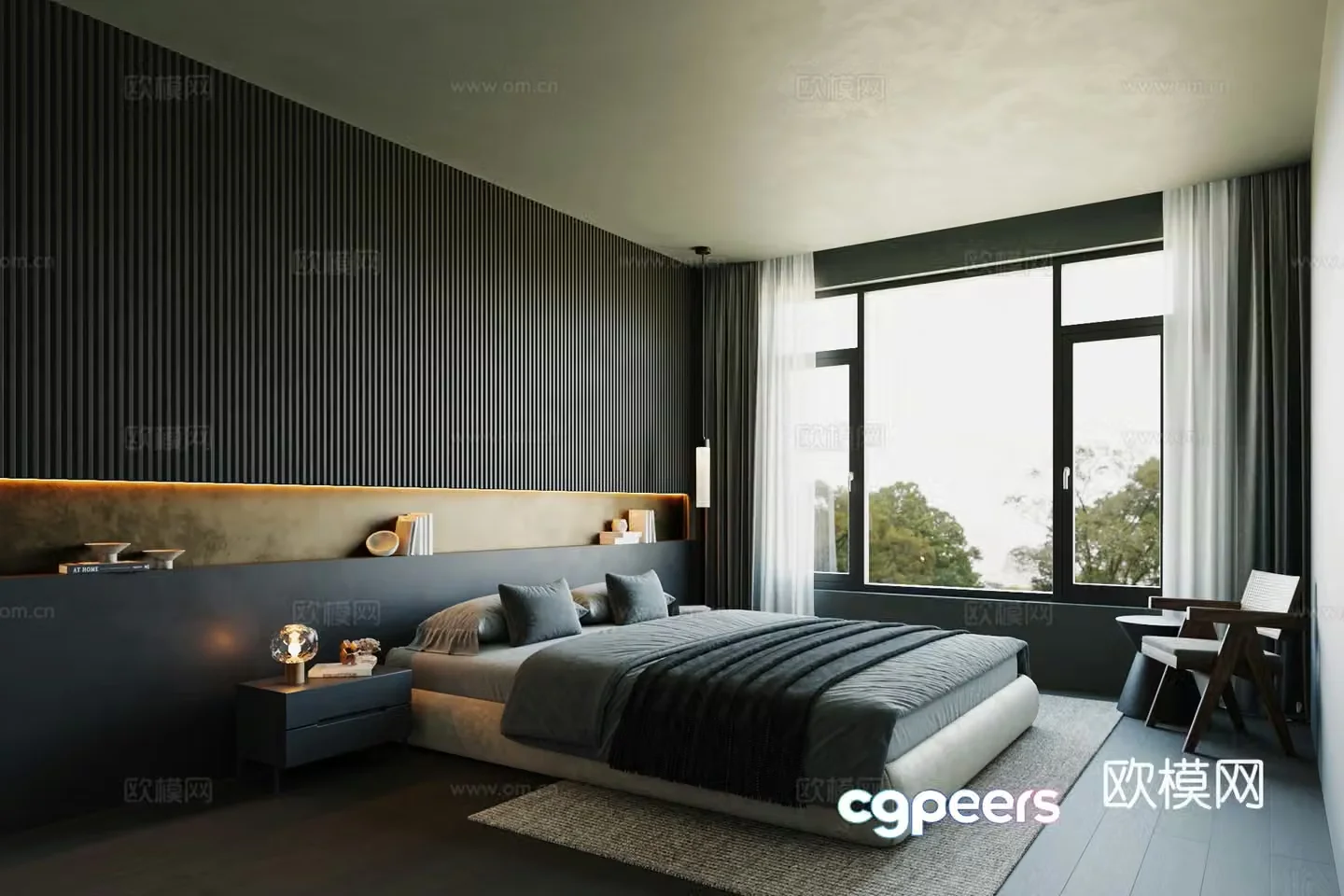 Dark bedroom modern bedroom 3d model