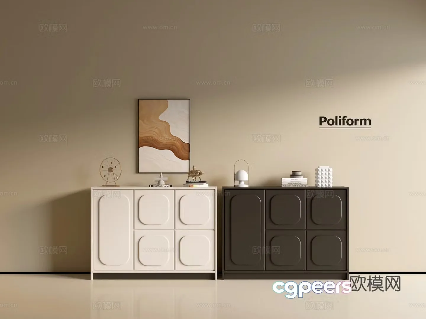 Modern black cabinet cream cabinet ins wind side cabinet chest cabinet low cabinet whole cabinet side cabinet 3d model