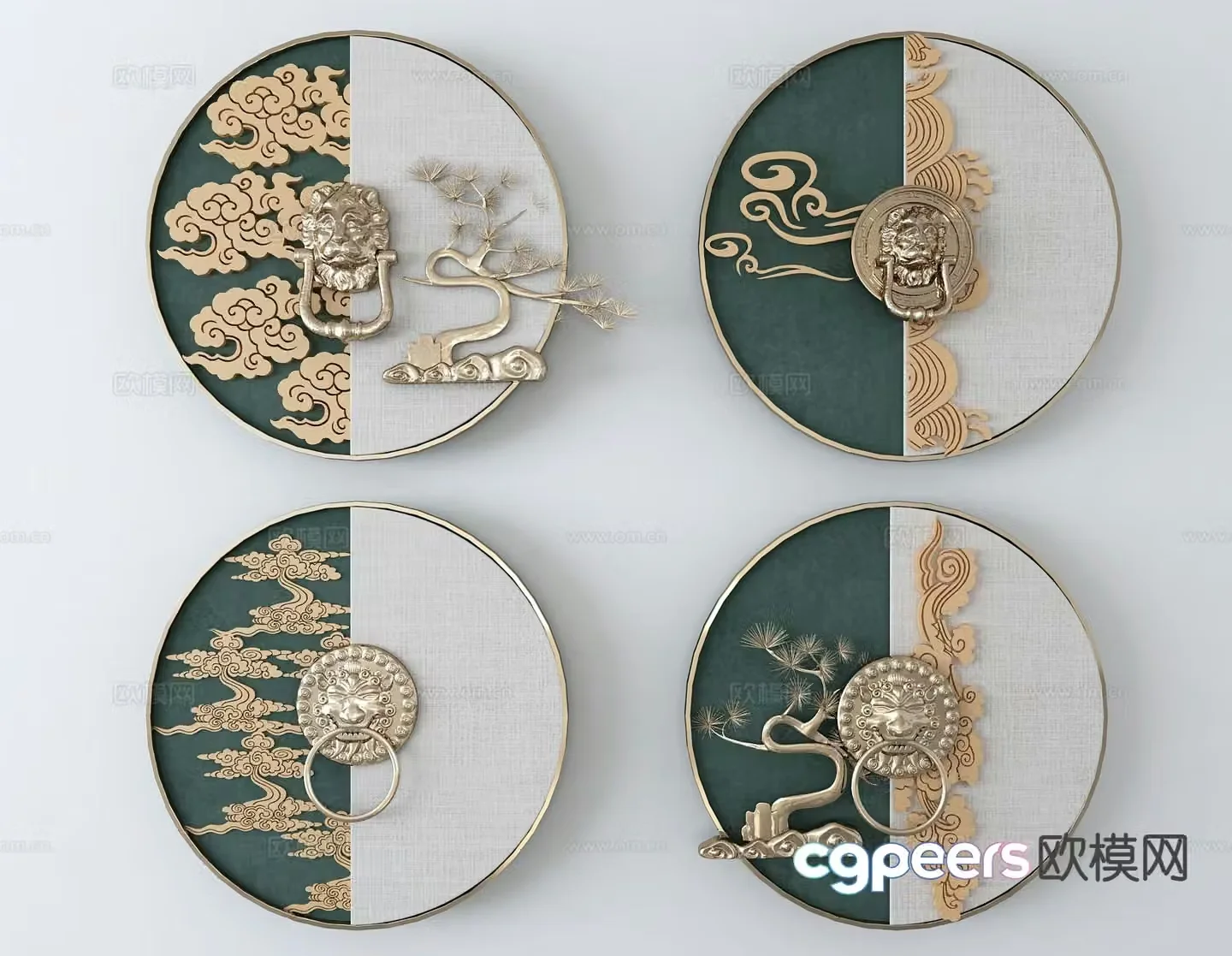 New Chinese style round wall decoration hanging decoration 3d model