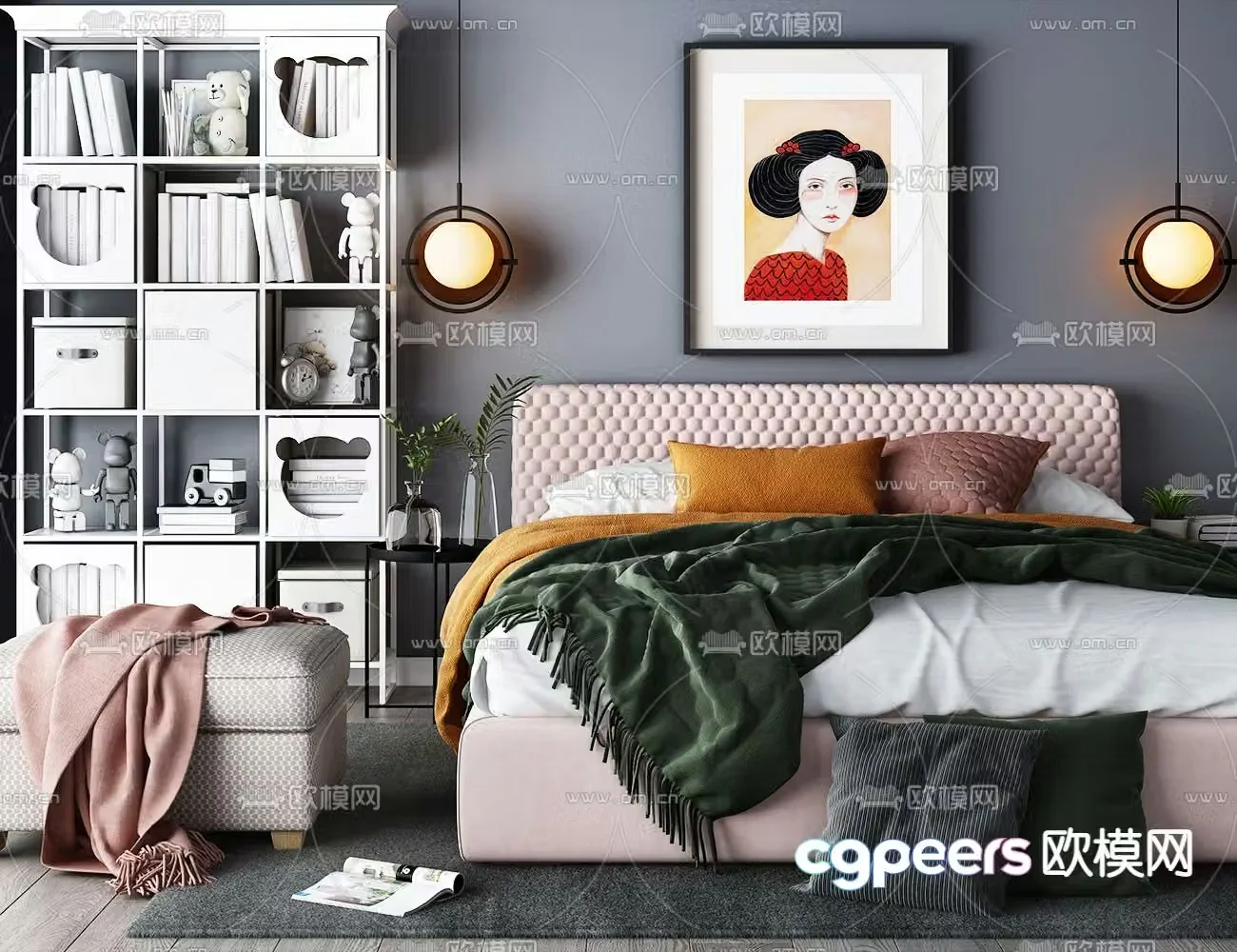 Modern double bed 3d model