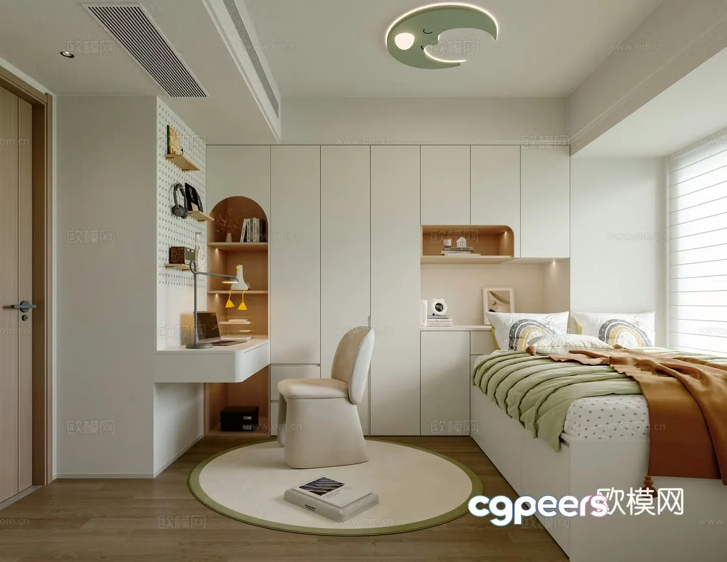 Modern kids room tatami bedroom 3d model