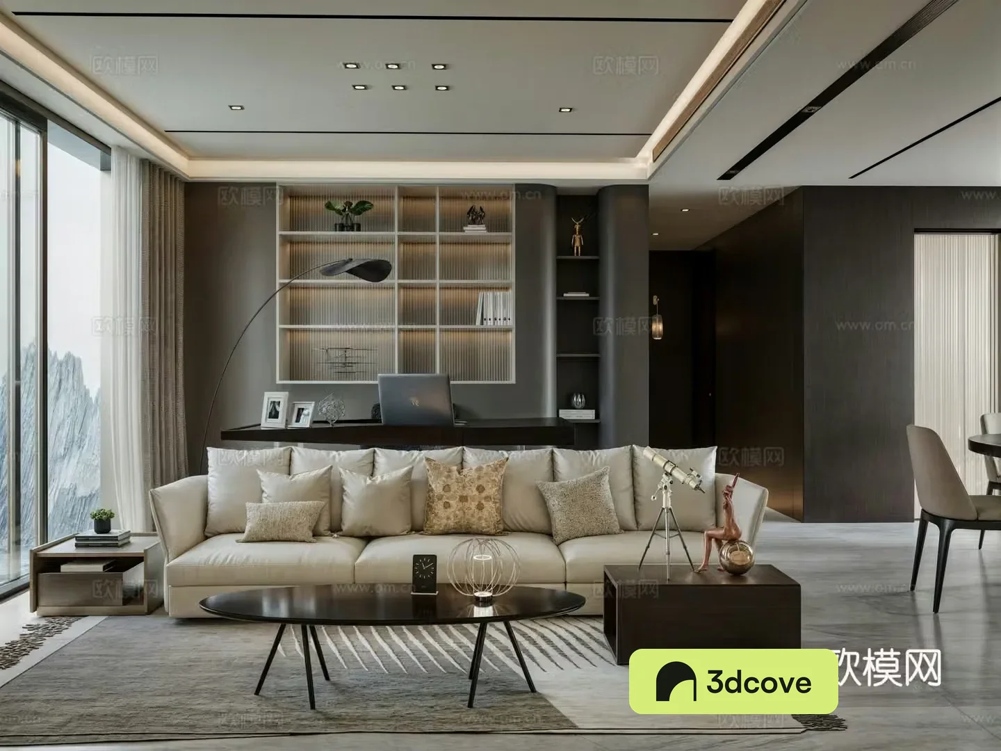Modern living room black and white living room without owner lights