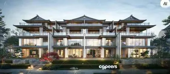 Asian-Style Building 3D Model – 11685 – VRAY Render