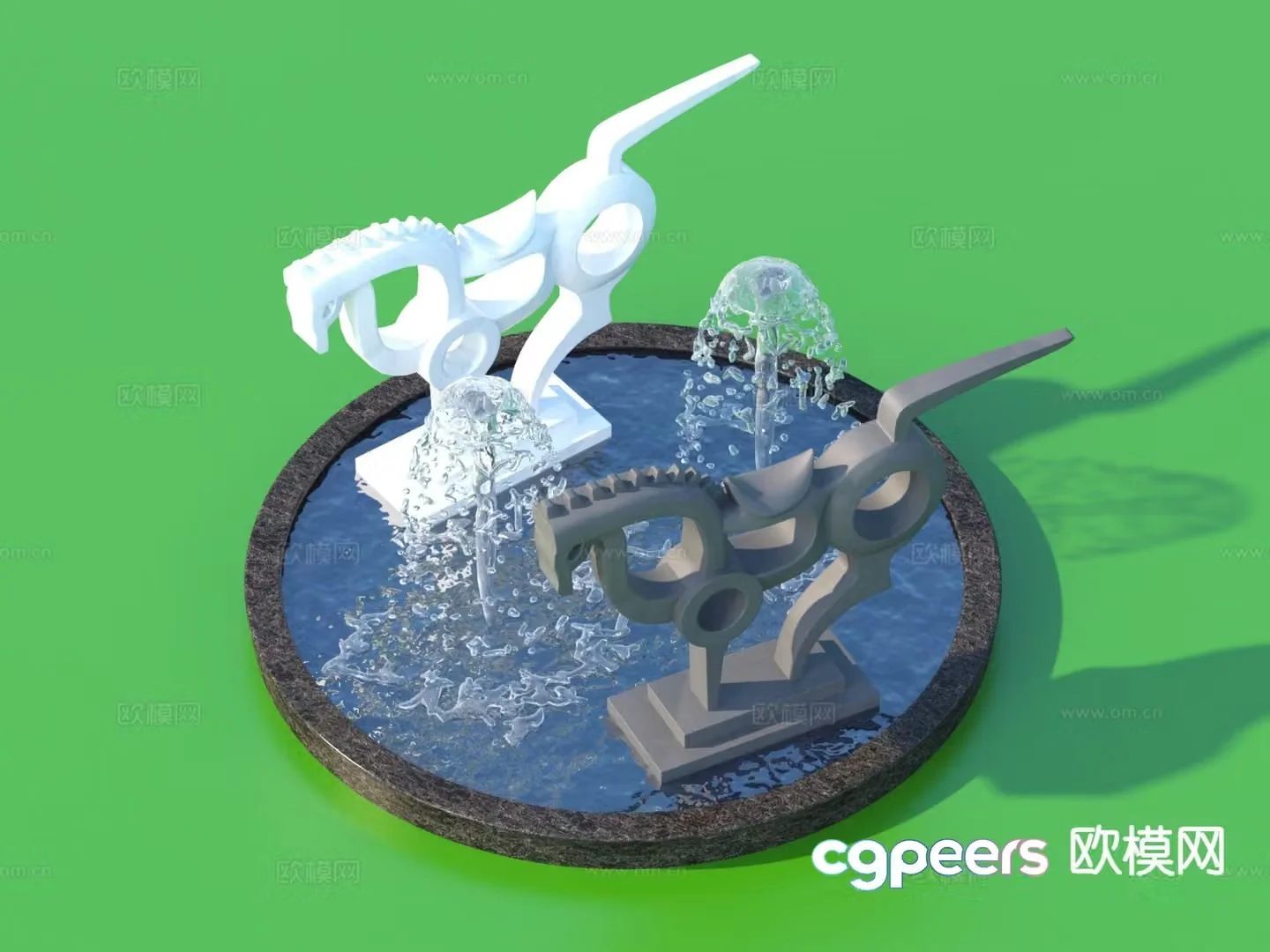 Urban sculpture water fountain landscape sculpture 3d model