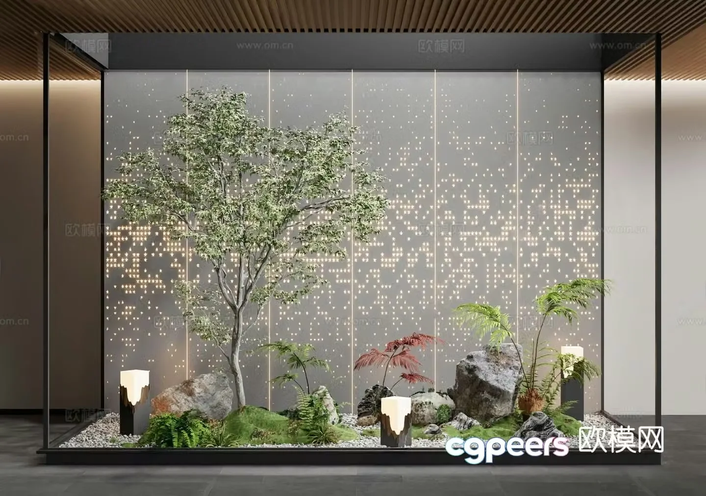 Modern interior landscape landscaping patio landscaping house plants plant pile 3d model