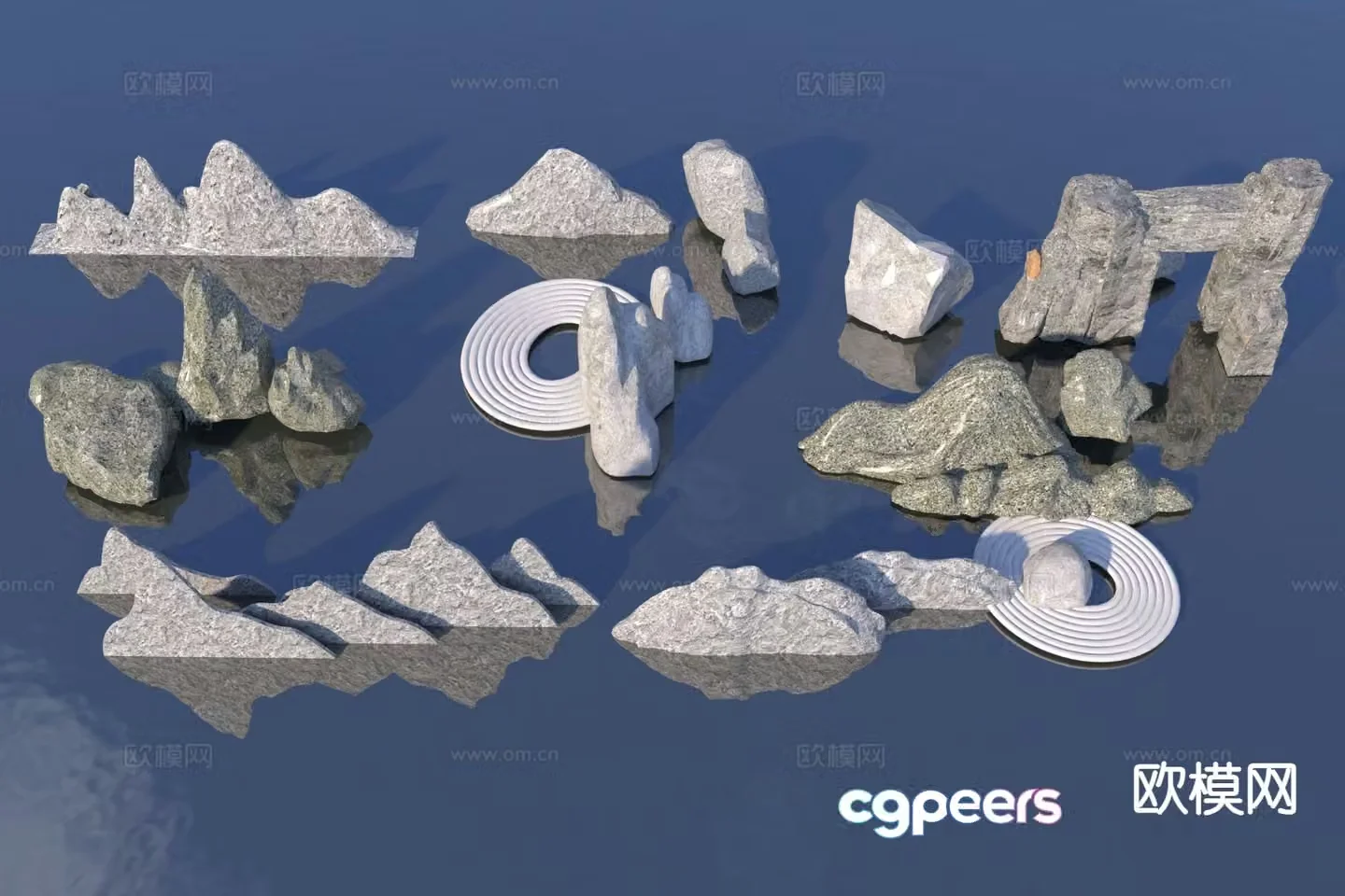Modern stone snow wave stone 3d model