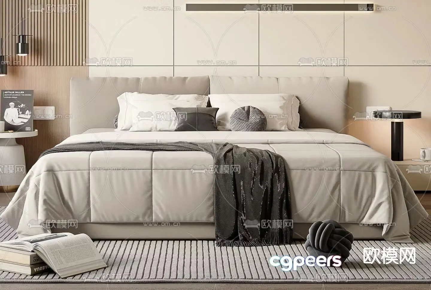 Modern double bed 3d model