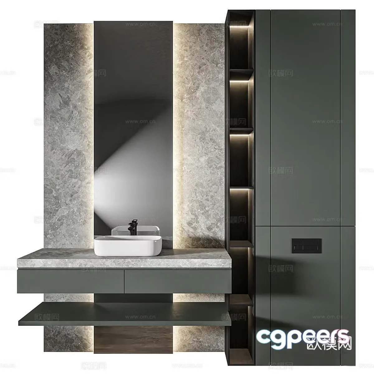 New Chinese style bathroom cabinet sink 3D model