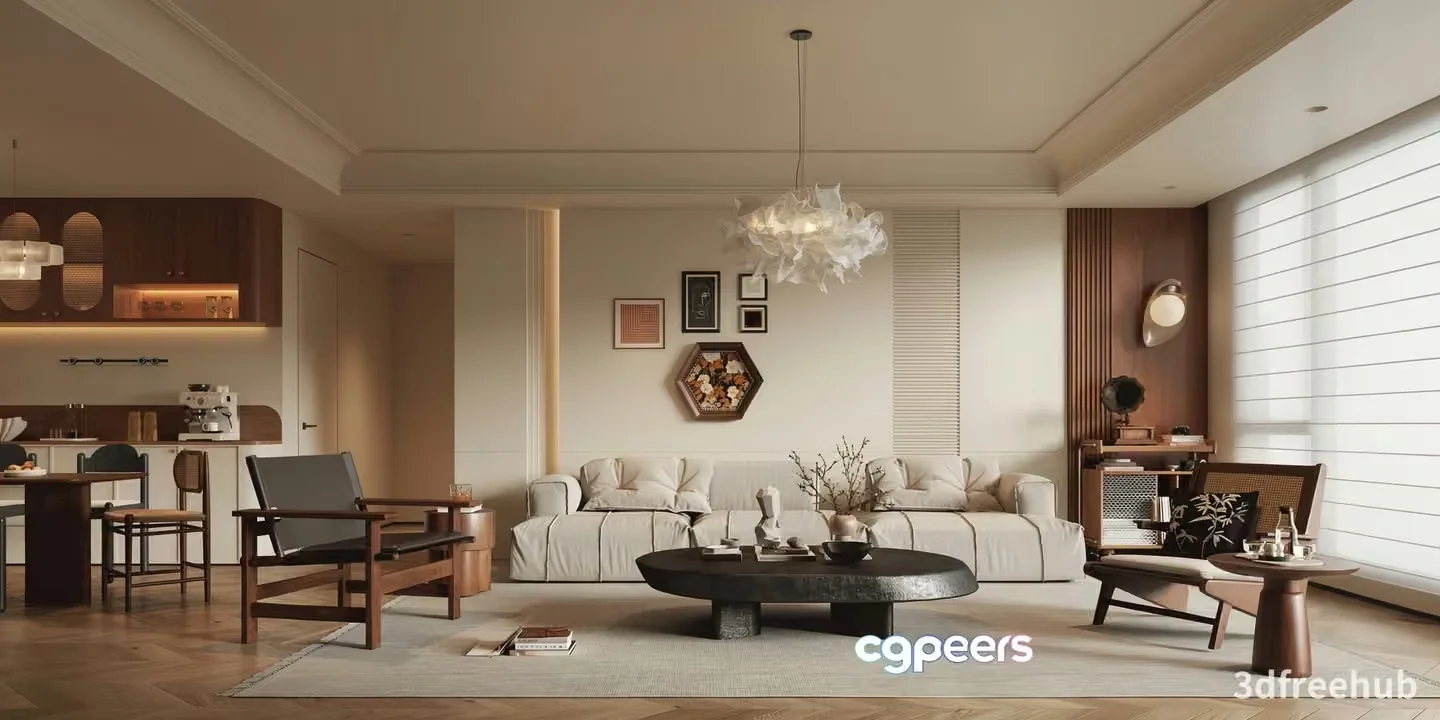 Modern Living Room 3D Model – 20849 – VRAY Render