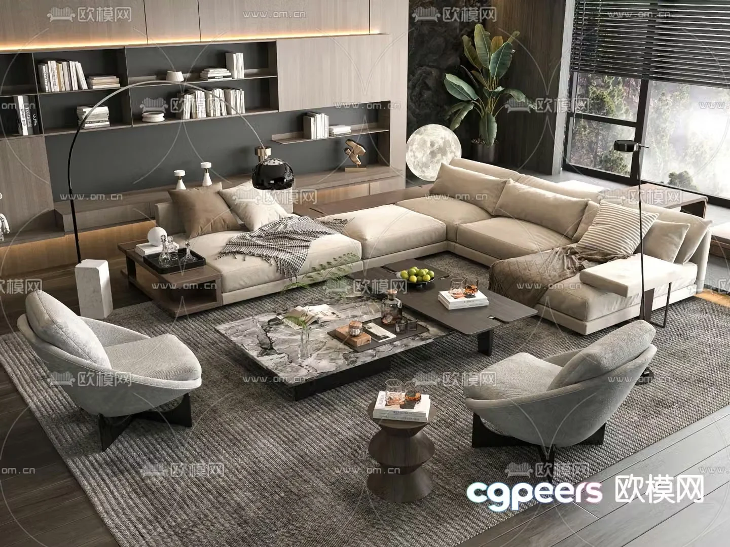 Minotti Italian sofa modular sofa 3d model