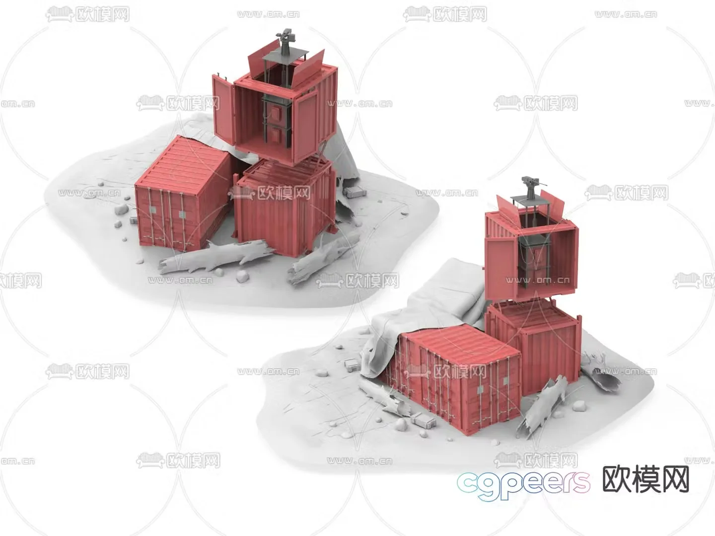 Weapons abandoned container weapons 3d model