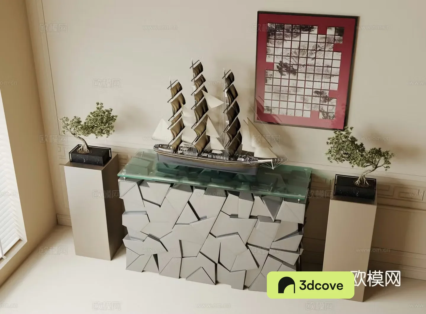 New Chinese style end-scene platform hanging painting ornaments