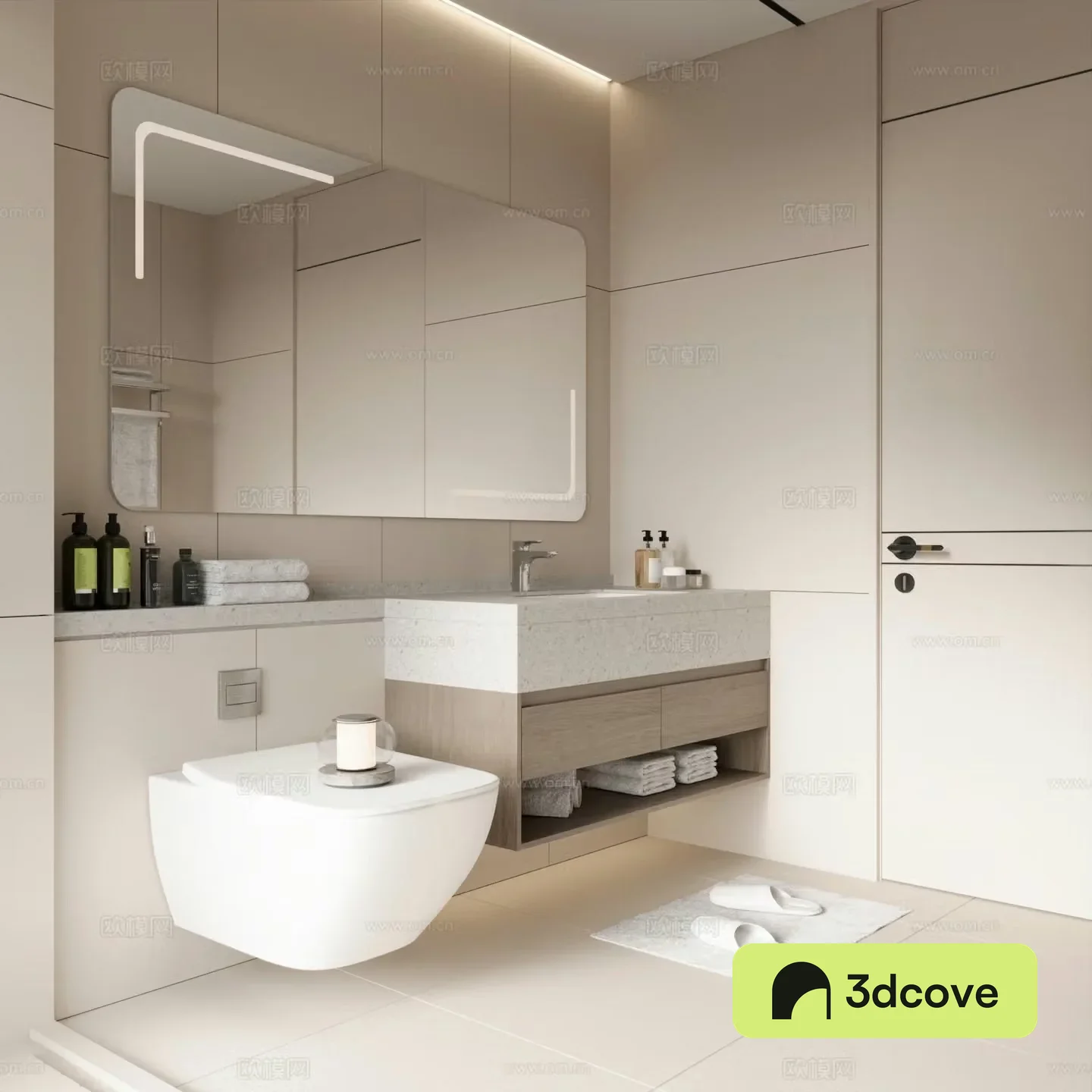Modern cream bathroom room bathroom cabinet