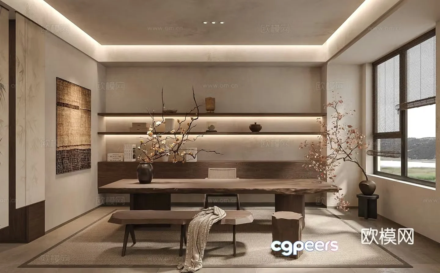 Wabi-sabi style tea room 3d model