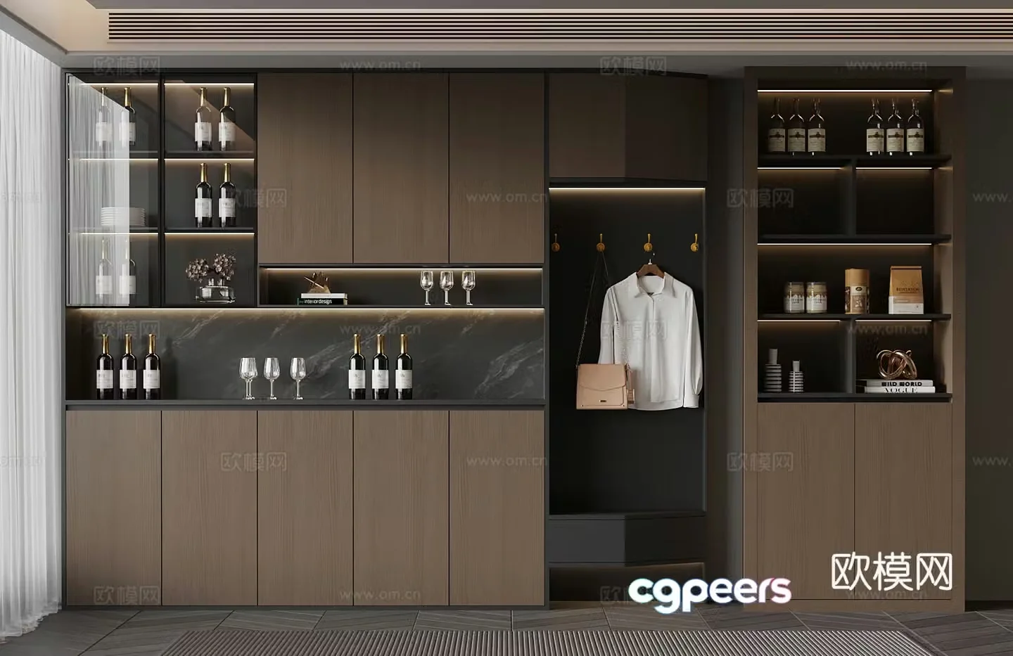 Italian minimalist wine cabinet red wine wine glass 3d model