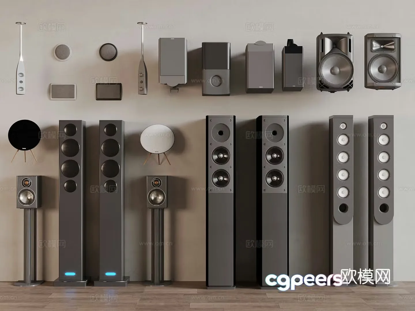 Modern hoisting audio wall mounted speaker 3d model