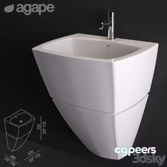 3ds Max Free – Washbasin Agape 750C