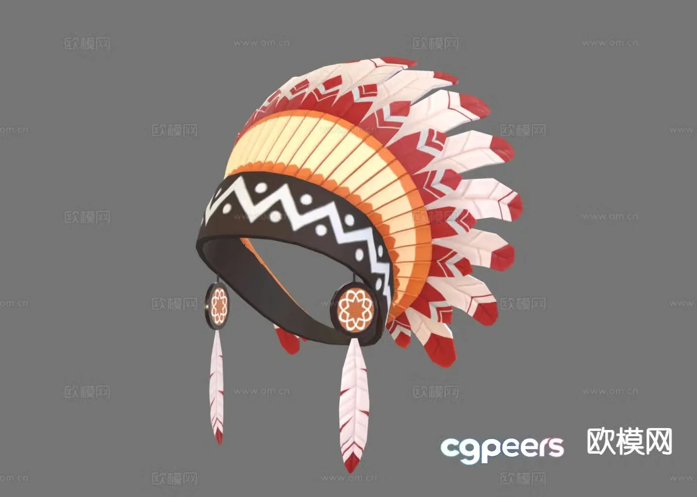 Indian headdress head hat 3d model