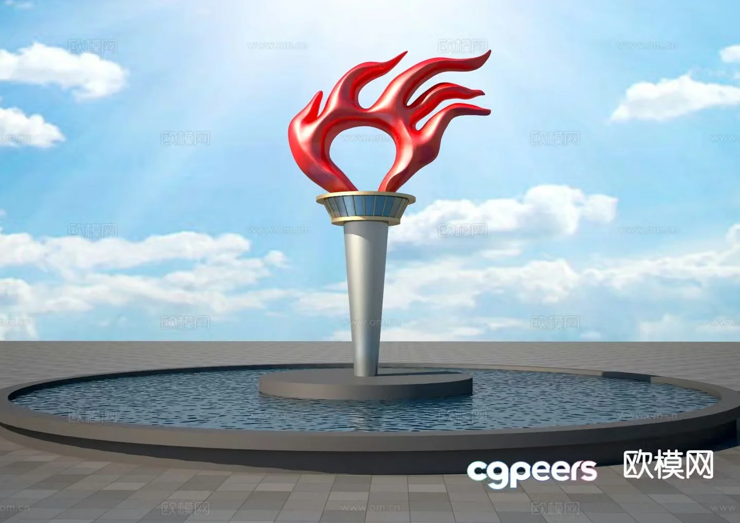 Flame sculpture urban sculpture 3d model
