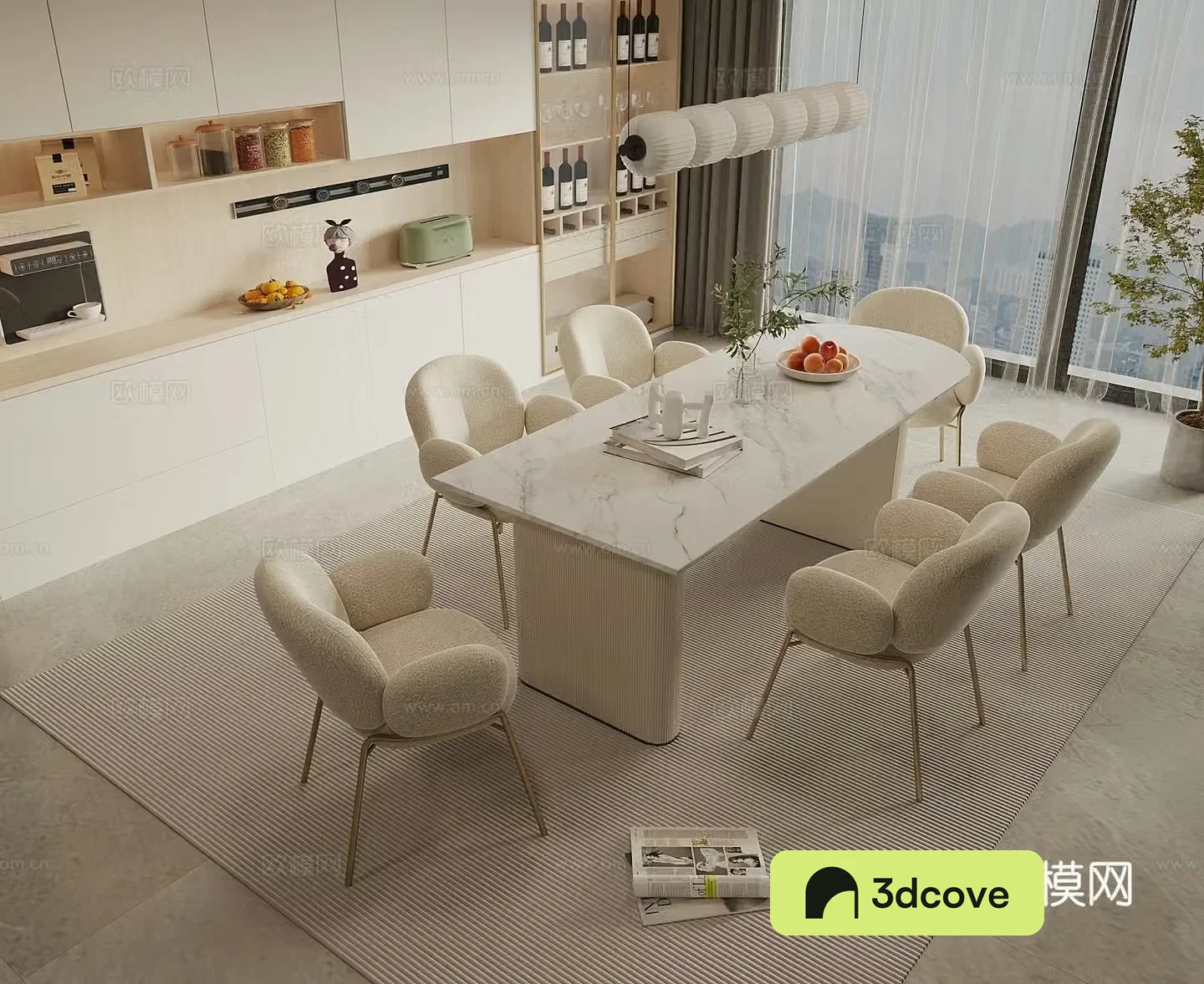 Cream style dining table and chairs