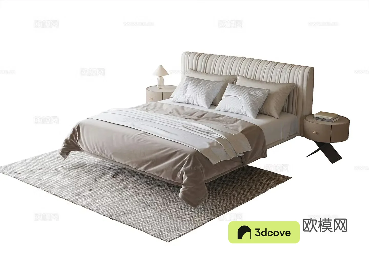 French double bed bedside table