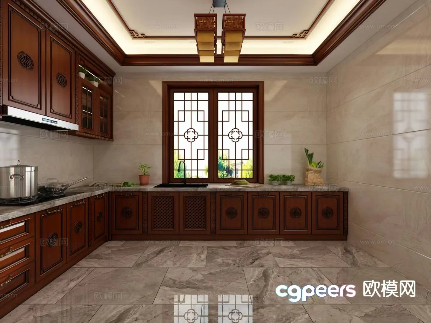 Chinese kitchen cabinet 3d model