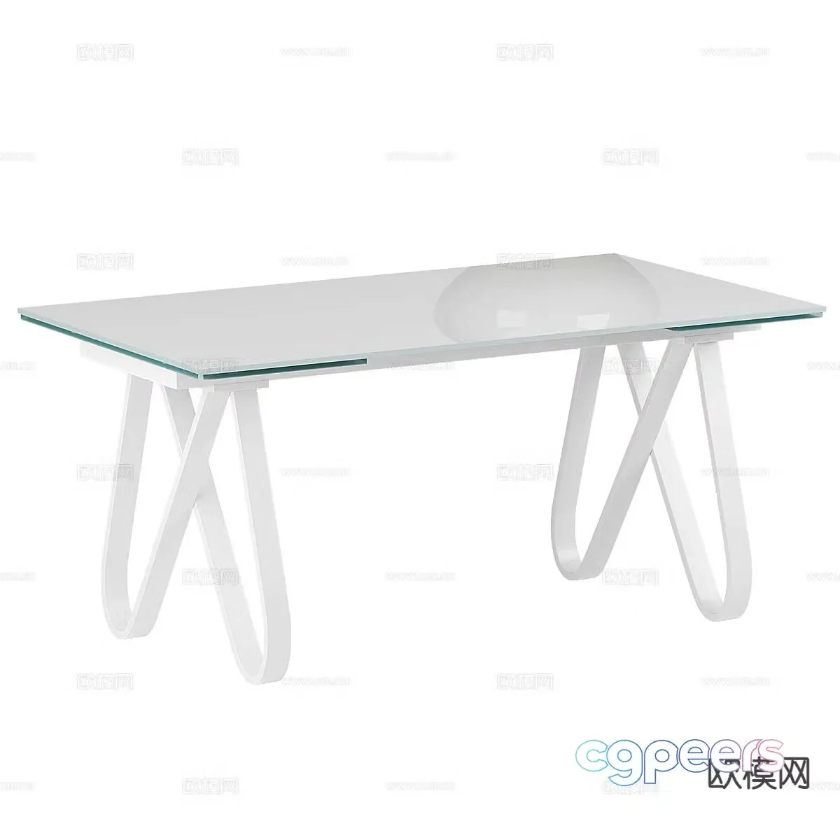 Simple dining table glass dining table 3d model