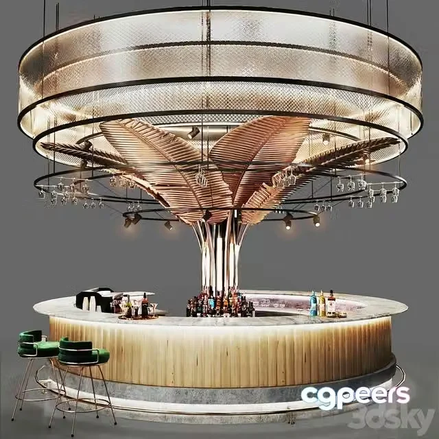 3ds Max Free – Cafe- Round Bar