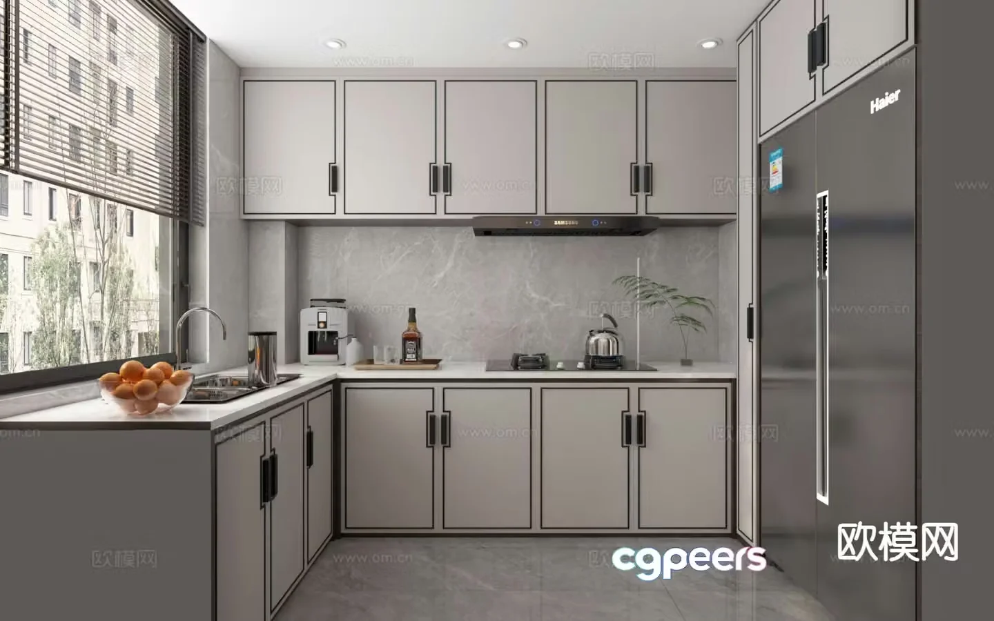 New Chinese style kitchen 3d model