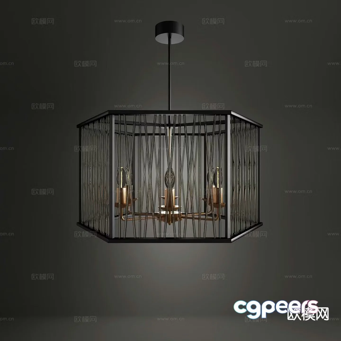 Industrial style chandelier restaurant chandelier 3d model
