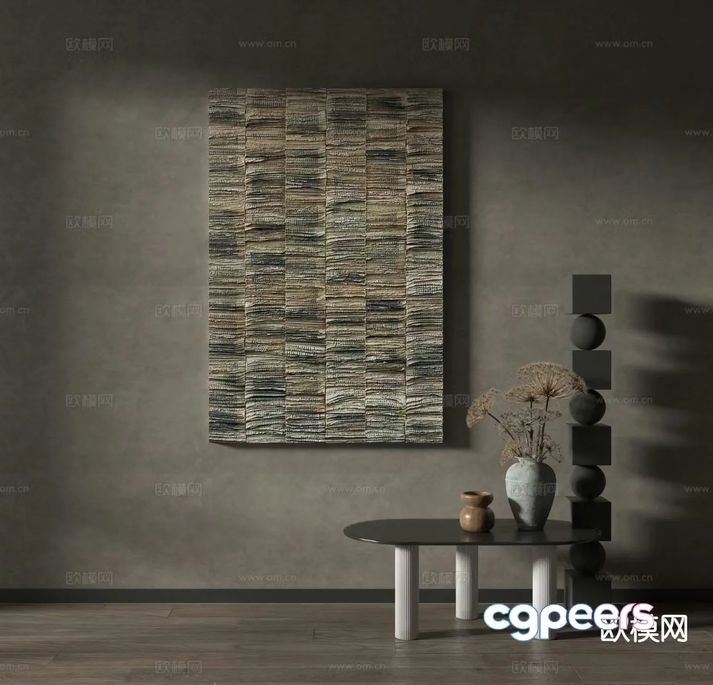 Wabi-sabi style abstract painting texture painting decorative painting 3D model