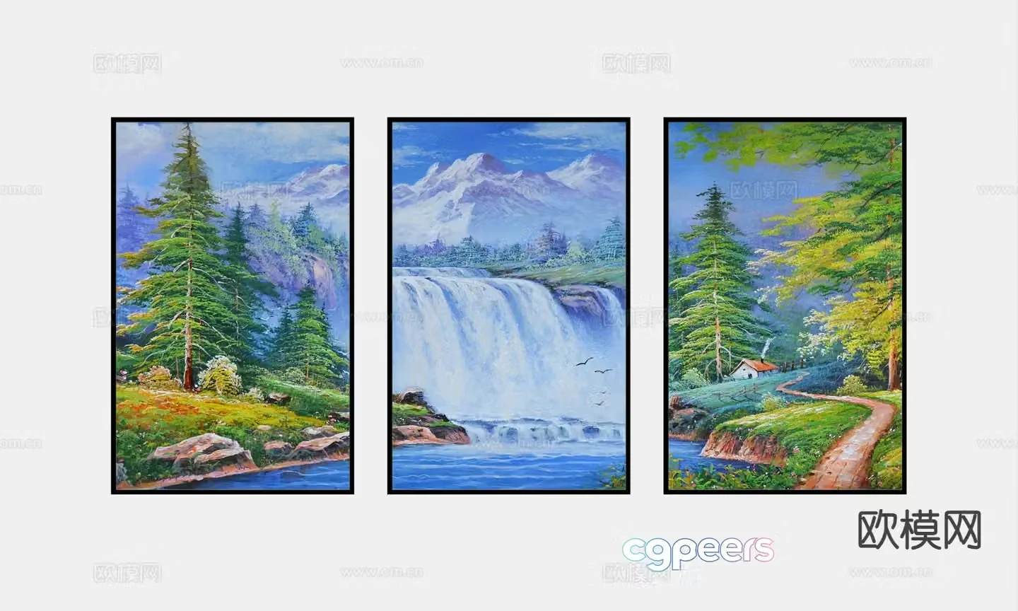 Decorative painting oil painting landscape painting hanging painting 3d model