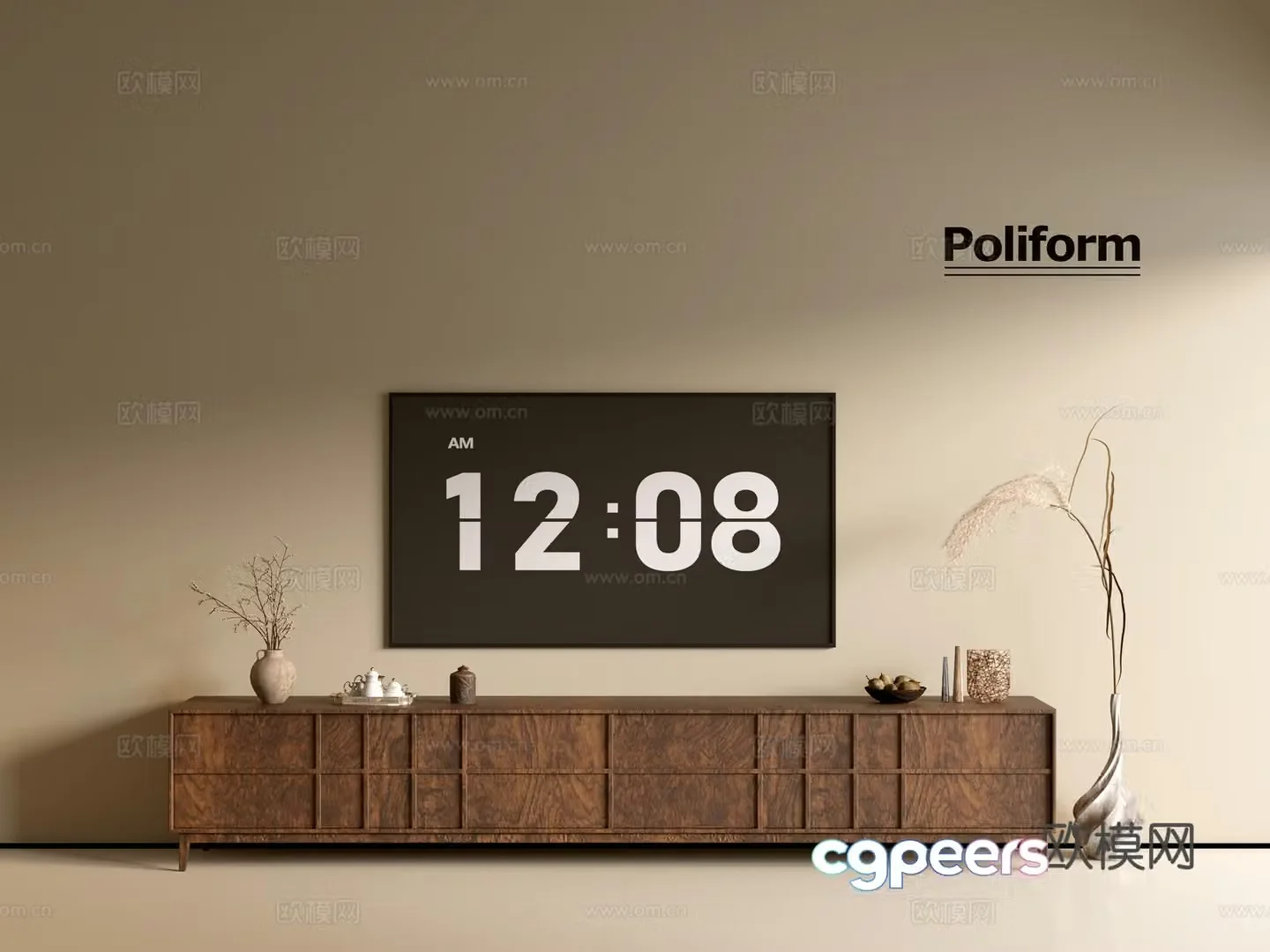 Modern wood grain TV cabinet simple side cabinet chest of drawers low cabinet whole cabinet side cabinet balcony 3D model