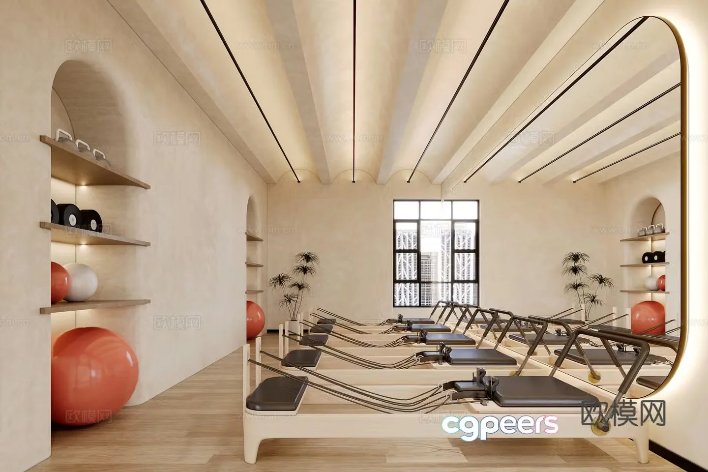 Modern yoga room pilates 3d model